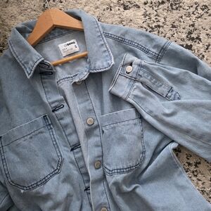 Ci Sono Denim Shacket Womens Size S Blue Cotton Blend Western Cottage Core